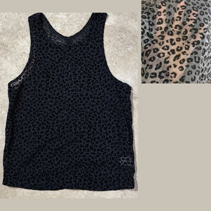 Zyia Active Black Leopard Cheetah Print Sheer Tank Top Women’s Large Athletic